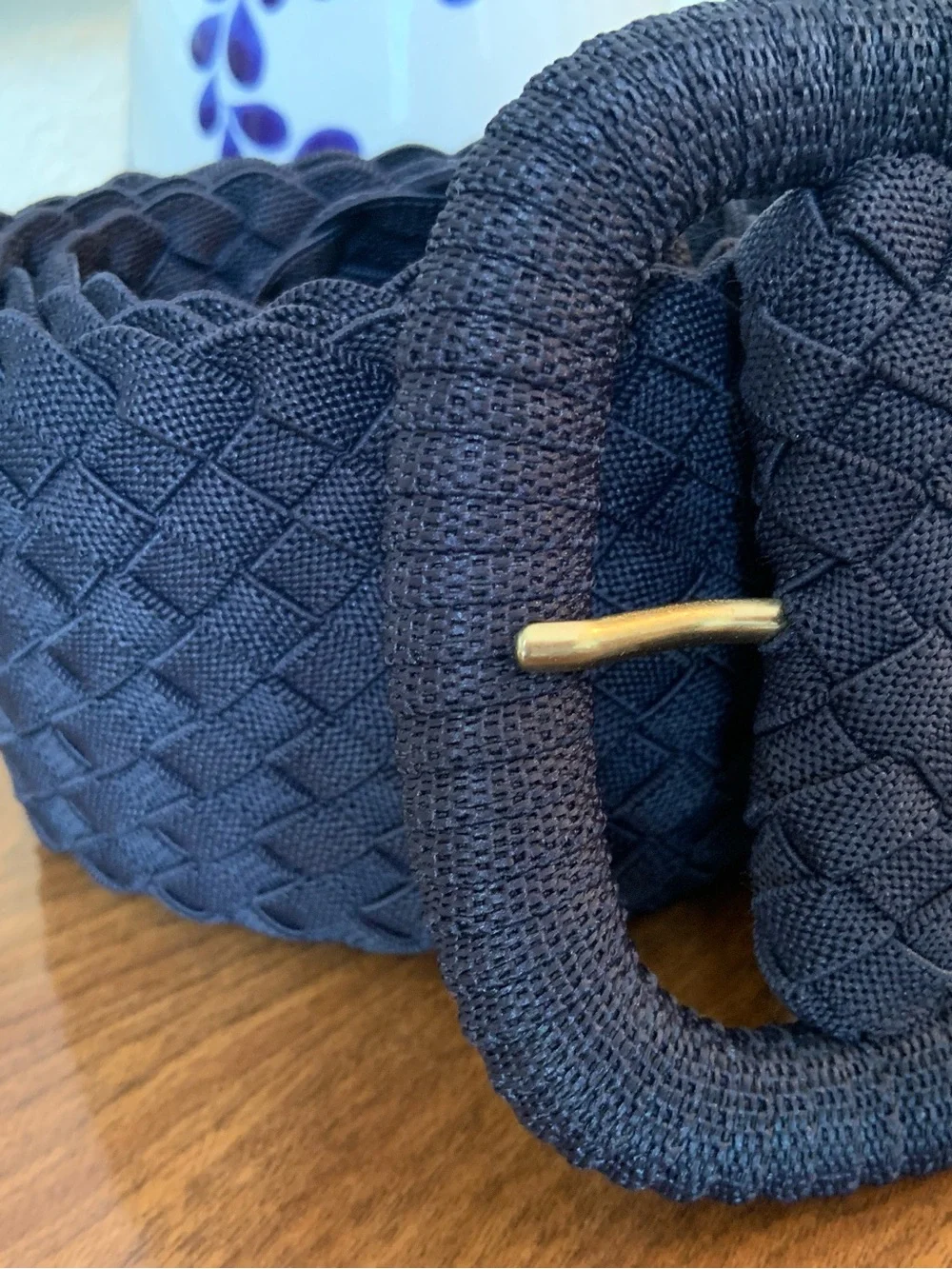 Lily Pulitzer Woven Fabric Round Buckle Belt - Navy